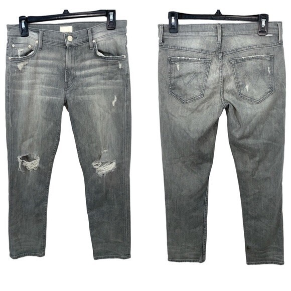 MOTHER The Dropout Jeans in Holy Smokes Size‎ 26 Black Grey Wash - Picture 1 of 10